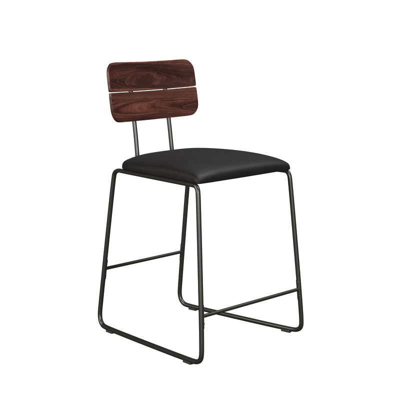 Roland Modern 2-Piece Faux Leather Metal and Wood Counter Stool Set