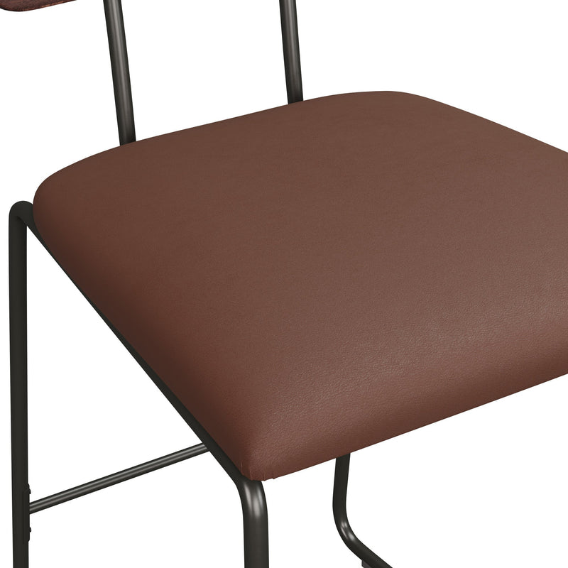 Roland Modern 2-Piece Faux Leather Metal and Wood Counter Stool Set