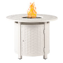Aluminum 34-in Round Propane Fire Table with Beads, Covers and Lid