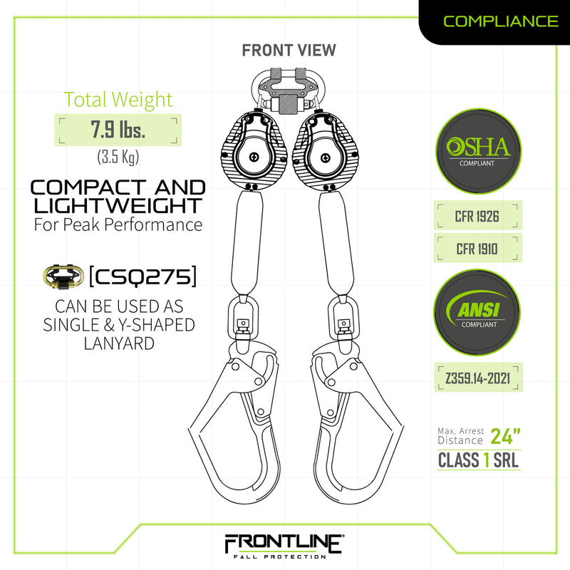 Frontline RPW062R Web Twin Leg 6' SRL with Steel Rebar Hook Ends