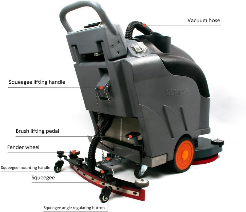 RT50D Self-Propelled Floor Scrubber – 22" Cleaning Path, 29.2V Lithium Battery, Automatic Forward/Reverse Drive with Adjustable Speed, 14.5-Gal Tank, Industrial Grade Cleaning Machine