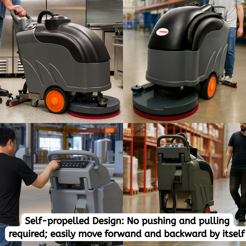 RT50D Self-Propelled Floor Scrubber – 22" Cleaning Path, 29.2V Lithium Battery, Automatic Forward/Reverse Drive with Adjustable Speed, 14.5-Gal Tank, Industrial Grade Cleaning Machine
