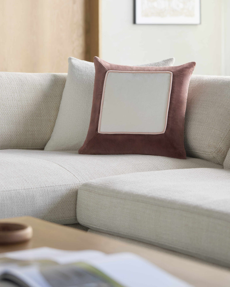 Rahiq Brick Red Border Cotton Throw Pillow