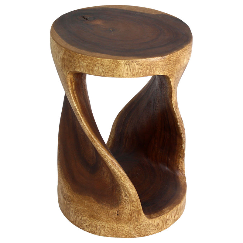 Haussmann® Round Wood Twist Accent Table 14 in DIA x 20 in High Walnut Oil