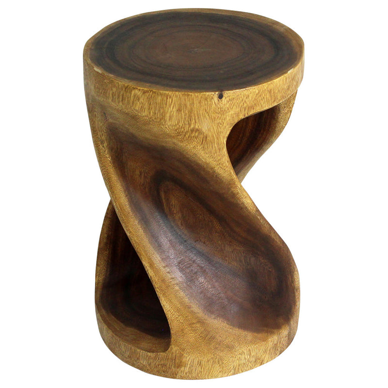 Haussmann® Round Wood Twist Accent Table 14 in DIA x 20 in High Walnut Oil