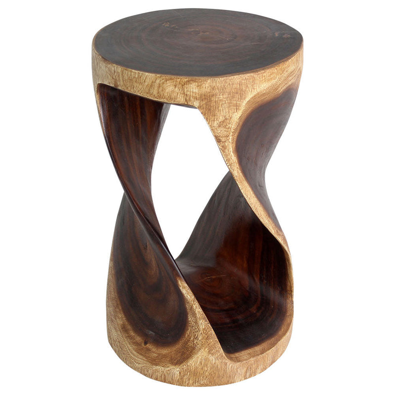 Haussmann® Round Wood Twist Accent Table 14 in DIA x 23 in High Walnut Oil