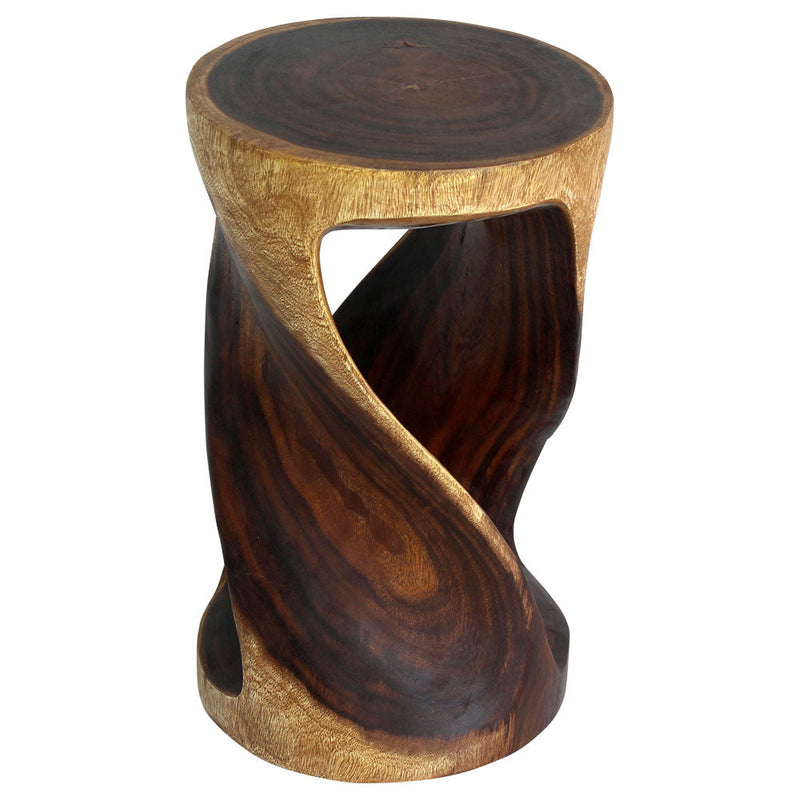 Haussmann® Round Wood Twist Accent Table 14 in DIA x 23 in High Walnut Oil