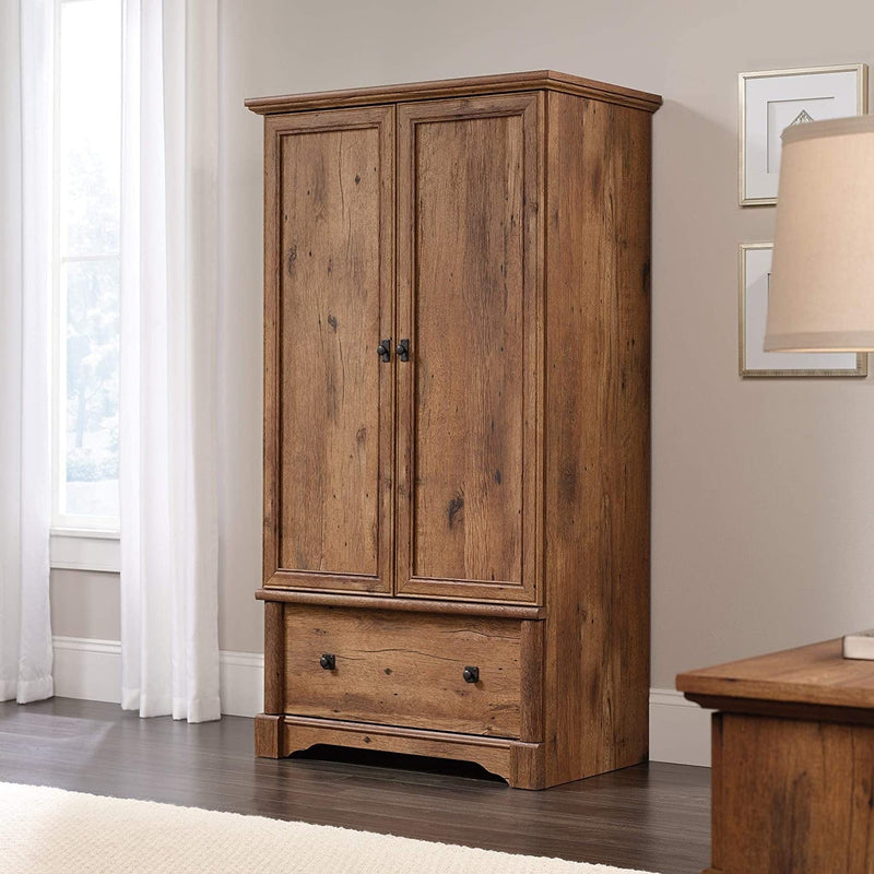 Rustic Oak Drawer and Garment Rod Wardrobe Armoire, photo 2 of 5