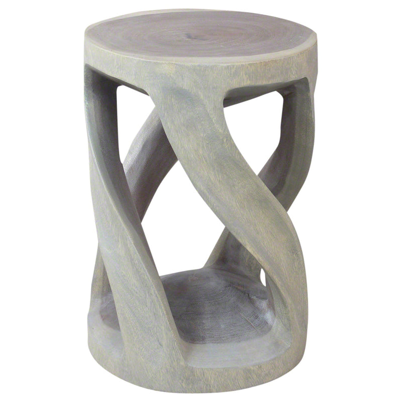 Haussmann® Round Wild Twisted Vine End Table 14 in D x 20 in H Grey Oil