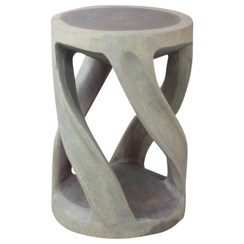 Haussmann® Round Wild Twisted Vine End Table 14 in D x 20 in H Grey Oil