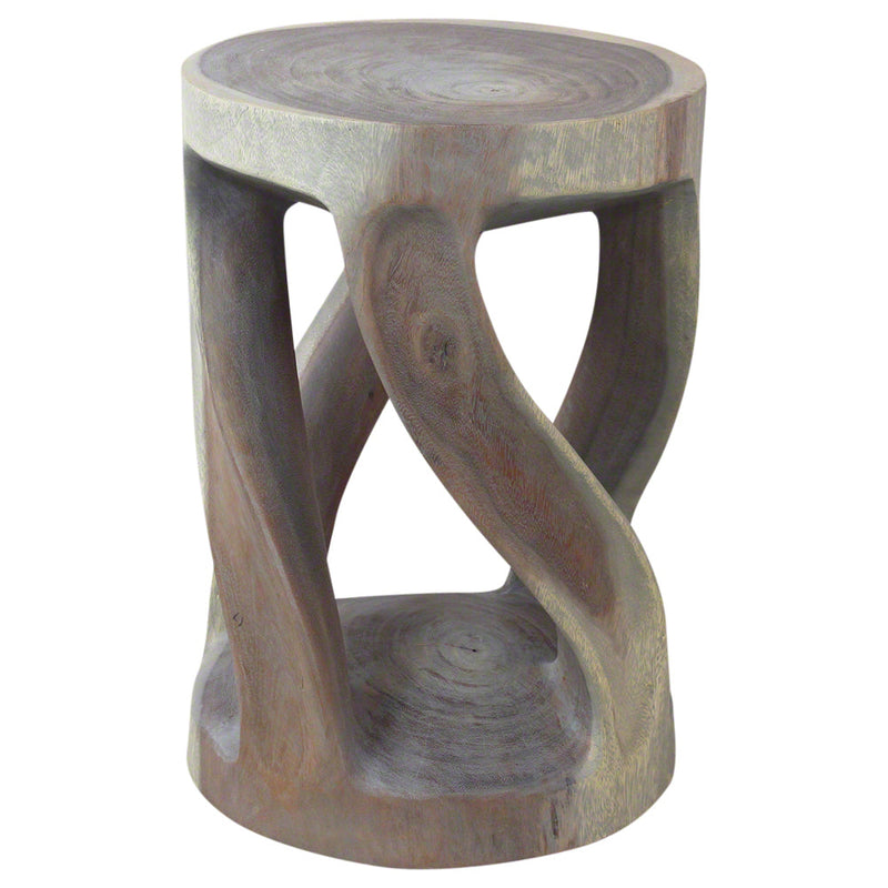 Haussmann® Round Wild Twisted Vine End Table 14 in D x 20 in H Grey Oil