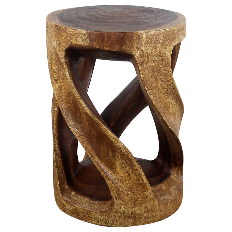 Haussmann® Round Wild Twisted Vine End Table 14 in D x 20 in H Walnut Oil