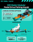 Radar 10ft Propeller Drive Modular Fishing Kayak by ReelYaks