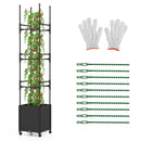 Raised Garden Bed with Obelisk Trellis and 3 Heights & Detachable PE-Coated Metal Tubes-Black by LJGDeals