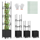 Raised Garden Bed with Obelisk Trellis and 3 Heights & Detachable PE-Coated Metal Tubes-Black by LJGDeals