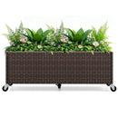 Raised Garden Bed PE Rattan Wicker Patio Planter Box with Wheels and Liner by DirectDeals