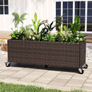 Raised Garden Bed PE Rattan Wicker Patio Planter Box with Wheels and Liner by DirectDeals