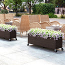 Raised Garden Bed PE Rattan Wicker Patio Planter Box with Wheels and Liner by DirectDeals