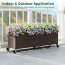 Raised Garden Bed PE Rattan Wicker Patio Planter Box with Wheels and Liner by DirectDeals