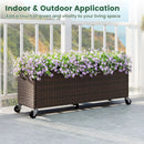 Raised Garden Bed PE Rattan Wicker Patio Planter Box with Wheels and Liner