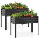 Raised Garden Bed Set of 2 Electro-Coating Metal Large Elevated Planter Box by LJGDeals