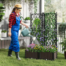 Raised Garden Bed with Lattice Trellis Drainage Self-Watering Elevated Vertical Planter Boxes-Black by LJGDeals