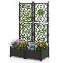 Raised Garden Bed with Lattice Trellis Drainage Self-Watering Elevated Vertical Planter Boxes-Black by DirectDeals