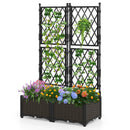 Raised Garden Bed with Lattice Trellis Drainage Self-Watering Elevated Vertical Planter Boxes-Black by LJGDeals