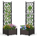 Raised Garden Bed with Lattice Trellis Drainage Self-Watering Elevated Vertical Planter Boxes-Black by LJGDeals