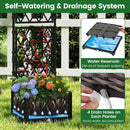 Raised Garden Bed with Lattice Trellis Drainage Self-Watering Elevated Vertical Planter Boxes-Black by DirectDeals