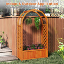 Raised Garden Bed with Lattice Trellis Ached Roof Wooden Elevated Planter Box-Brown