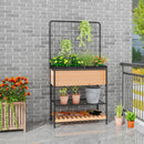 Raised Garden Bed with Trellis 2-tier Storage Shelves-Natural by LJGDeals