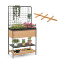 Raised Garden Bed with Trellis 2-tier Storage Shelves-Natural by LJGDeals