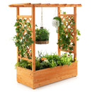 Raised Garden Bed with Trellis or Climbing Plant and Pot Hanging-Natural by LJGDeals