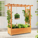 Raised Garden Bed with Trellis or Climbing Plant and Pot Hanging-Natural by LJGDeals