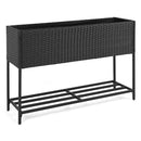 Wicker Raised Garden Bed with Storage Shelf and Drainage Gaps for Flowers by LJGDeals