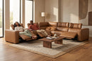 Rally Pro Caramel 6-Piece Power Reclining Sectional with Console and Immersive Sound System by Ornate Furniture