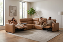 Rally Pro Caramel 6-Piece Power Reclining Sectional with Console and Immersive Sound System by Ornate Furniture