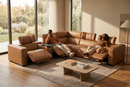 Rally Pro Caramel 6-Piece Power Reclining Sectional with Console and Immersive Sound System by Ornate Furniture