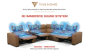 Rally Pro Caramel 6-Piece Power Reclining Sectional with Console and Immersive Sound System