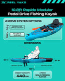 Rapido 10.8ft Fin Drive Modular Fishing Kayak by ReelYaks
