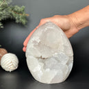 Rare White Quartz Crystal With Calcite & Agate