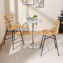 Set of 2 Rattan Bar Stools with Sturdy Metal Frame-Yellow by LJGDeals