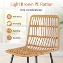 Set of 2 Rattan Bar Stools with Sturdy Metal Frame-Yellow by LJGDeals