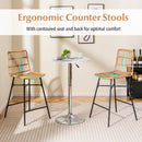 Set of 2 Rattan Bar Stools with Sturdy Metal Frame-Yellow by LJGDeals