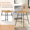 Set of 2 Rattan Bar Stools with Sturdy Metal Frame-Yellow by LJGDeals