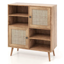Rattan Buffet Cabinet with 2 Doors and 2 Cubbies-Natural by LJGDeals
