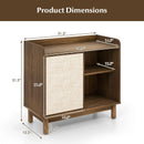 Rattan Buffet Sideboard Mid Century Floor Storage Cabinet with Sliding Door and Adjustable Shelves-Walnut by LJGDeals