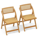 Rattan Cane Folding Dining Chairs Set of 2 with Rotatable Backrests-Natural by DirectDeals