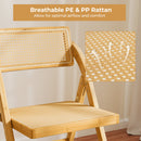 Rattan Cane Folding Dining Chairs Set of 2 with Rotatable Backrests-Natural by DirectDeals